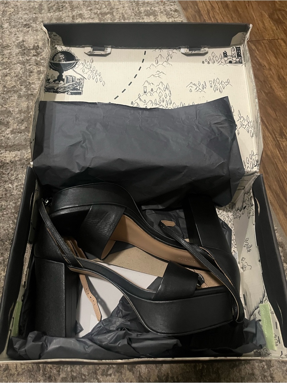 Banana Republic Black Platform Block Heel Sandals